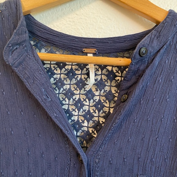 Free People Navy Tunic with High-Low Hem - Picture 3 of 10